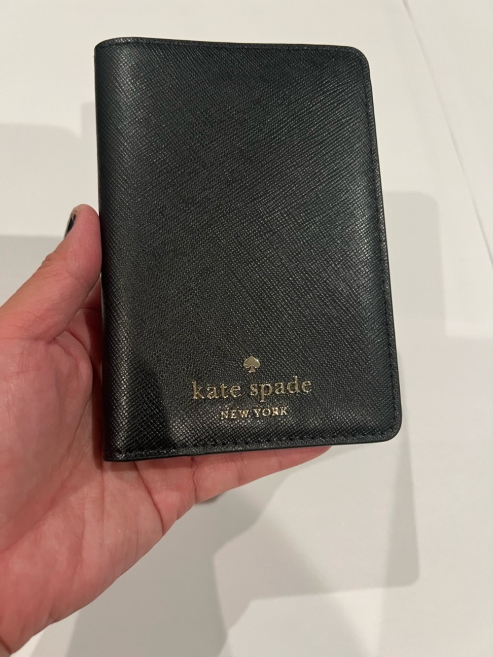 kate spade New York Black Leather Passport Holder